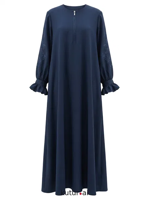 Zippered throat dress
