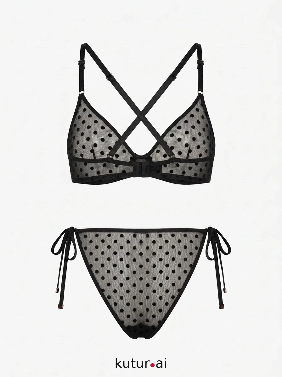 Sheer Noir Dot Bikini · back