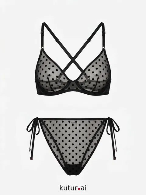 Sheer Noir Dot Bikini