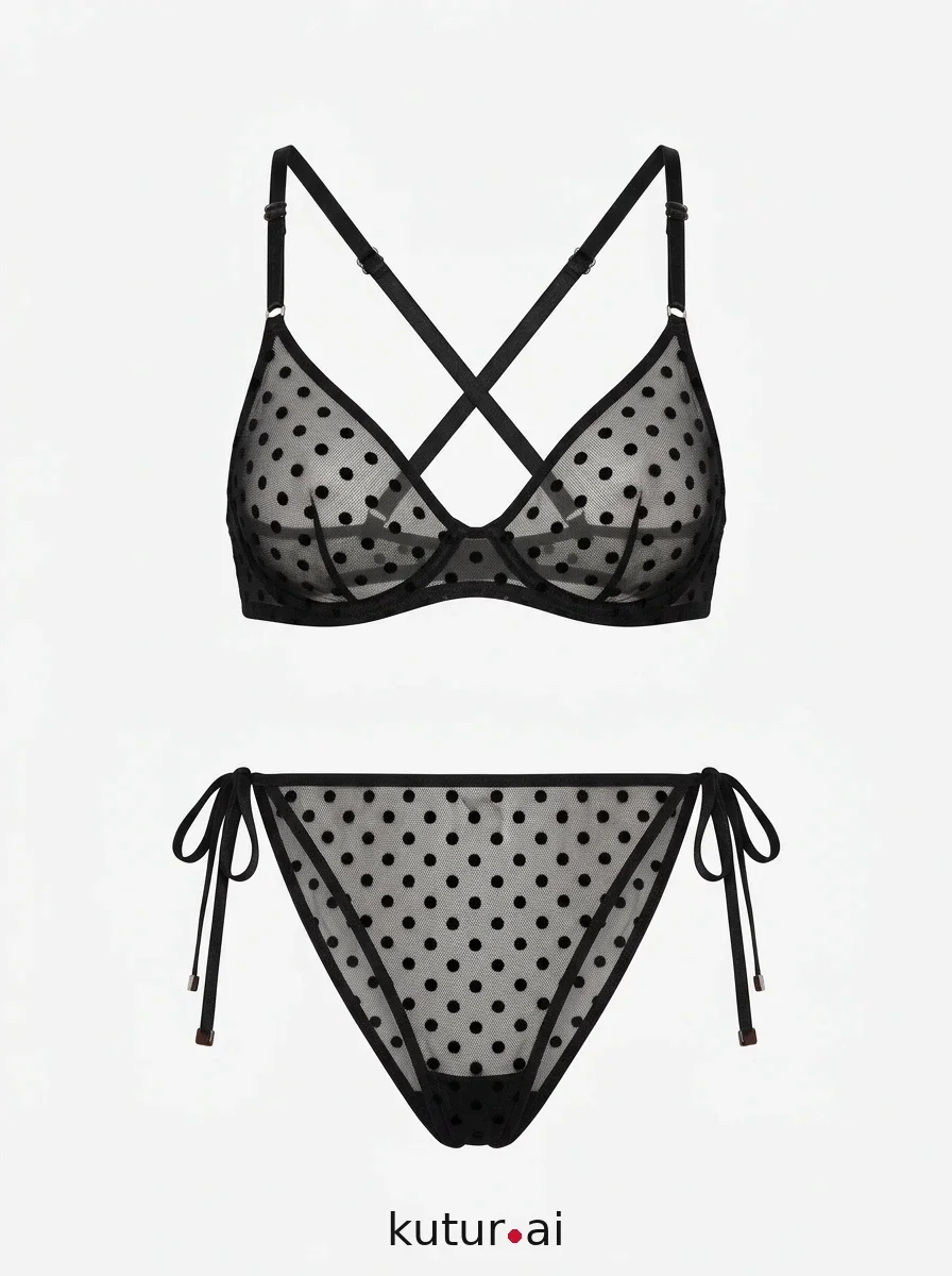 Sheer Noir Dot Bikini · front
